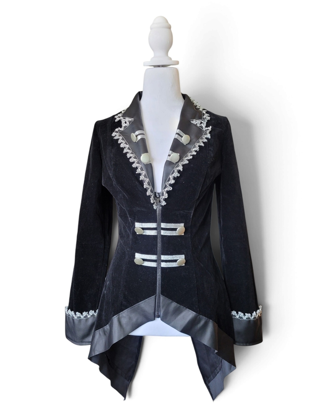 Leg Avenue Steampunk Velvet Tail Coat Military Style Costume Black Small